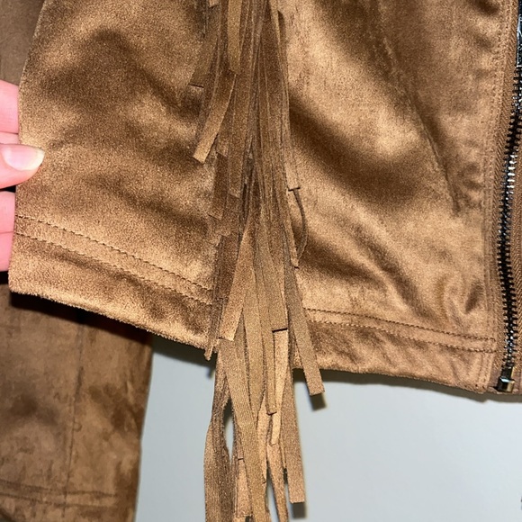 Faux suede moto jacket with fringe, NWT! price reduced! $100 - Picture 5 of 15